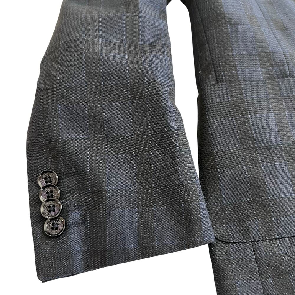 Leo & Zachary Boys Navy Black Plaid Suit Sports Jacket Blazer size 10 - Picture 6 of 14
